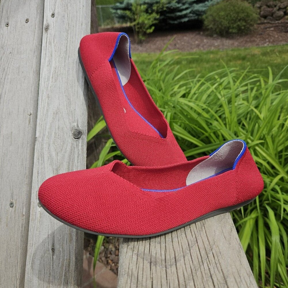 Rothys The Flat Womens 10 Red Round Toe Shoes Casual Slip Ons Sustainable
